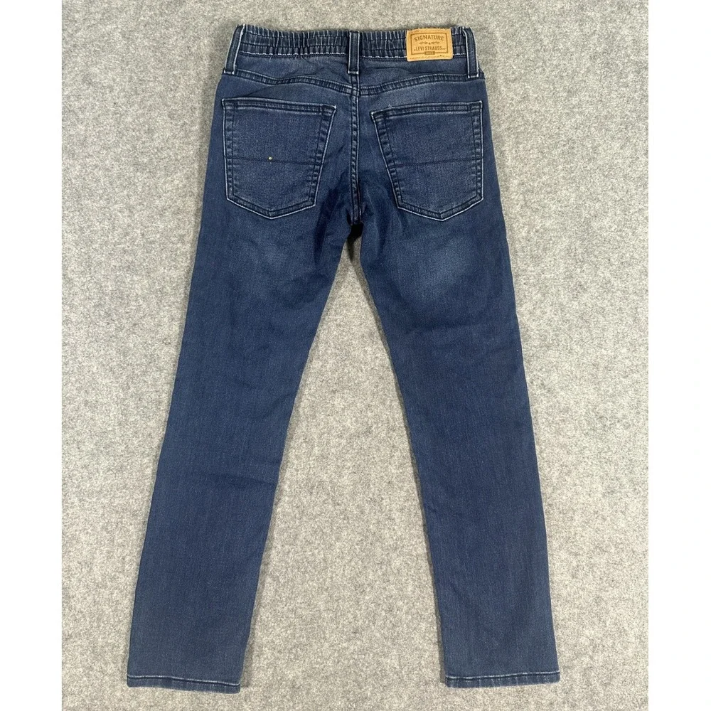 Signature Levi Strauss Gold Pull-On Jeans Boys 7 Blue Stretch Denim ElasticWaist